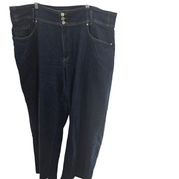 Lane Bryant Dark Blue Ultra High-Rise Signature Fit Wide Leg Jeans 24 Long - Picture 1 of 14